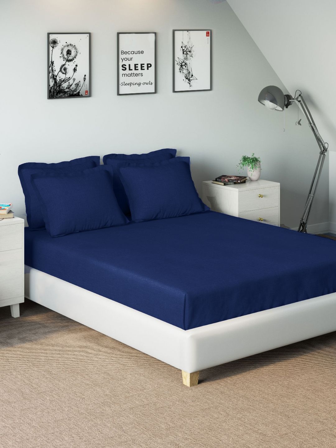 

Sleeping Owls- because your sleep matters Unisex Blue Bedsheets