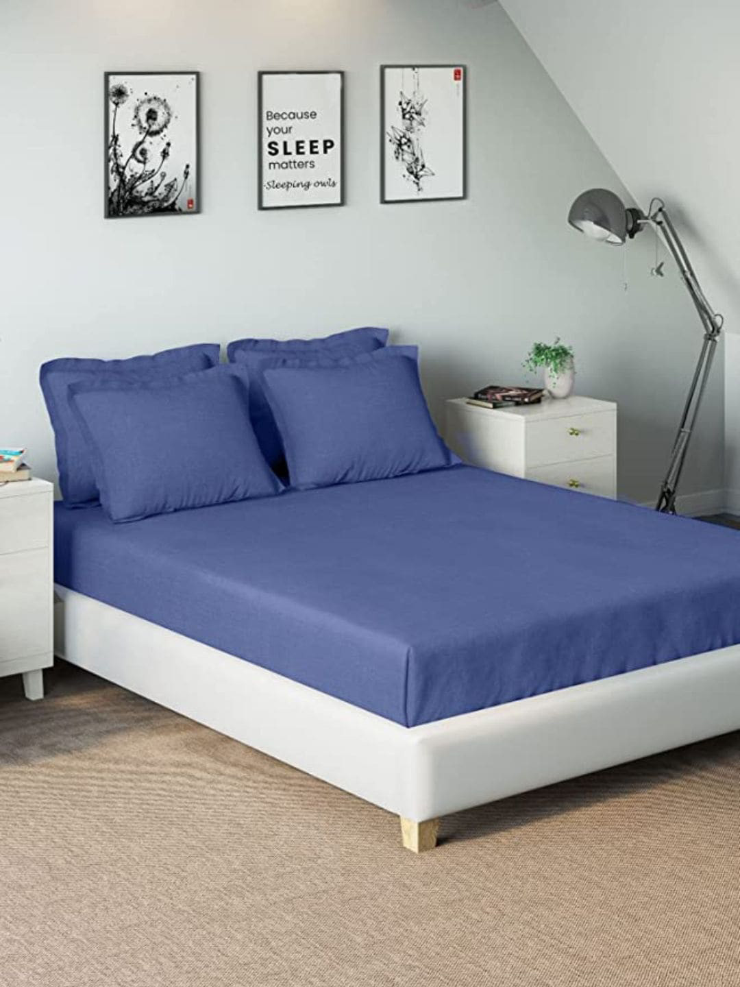 

Sleeping Owls- because your sleep matters Unisex Blue Bedsheets