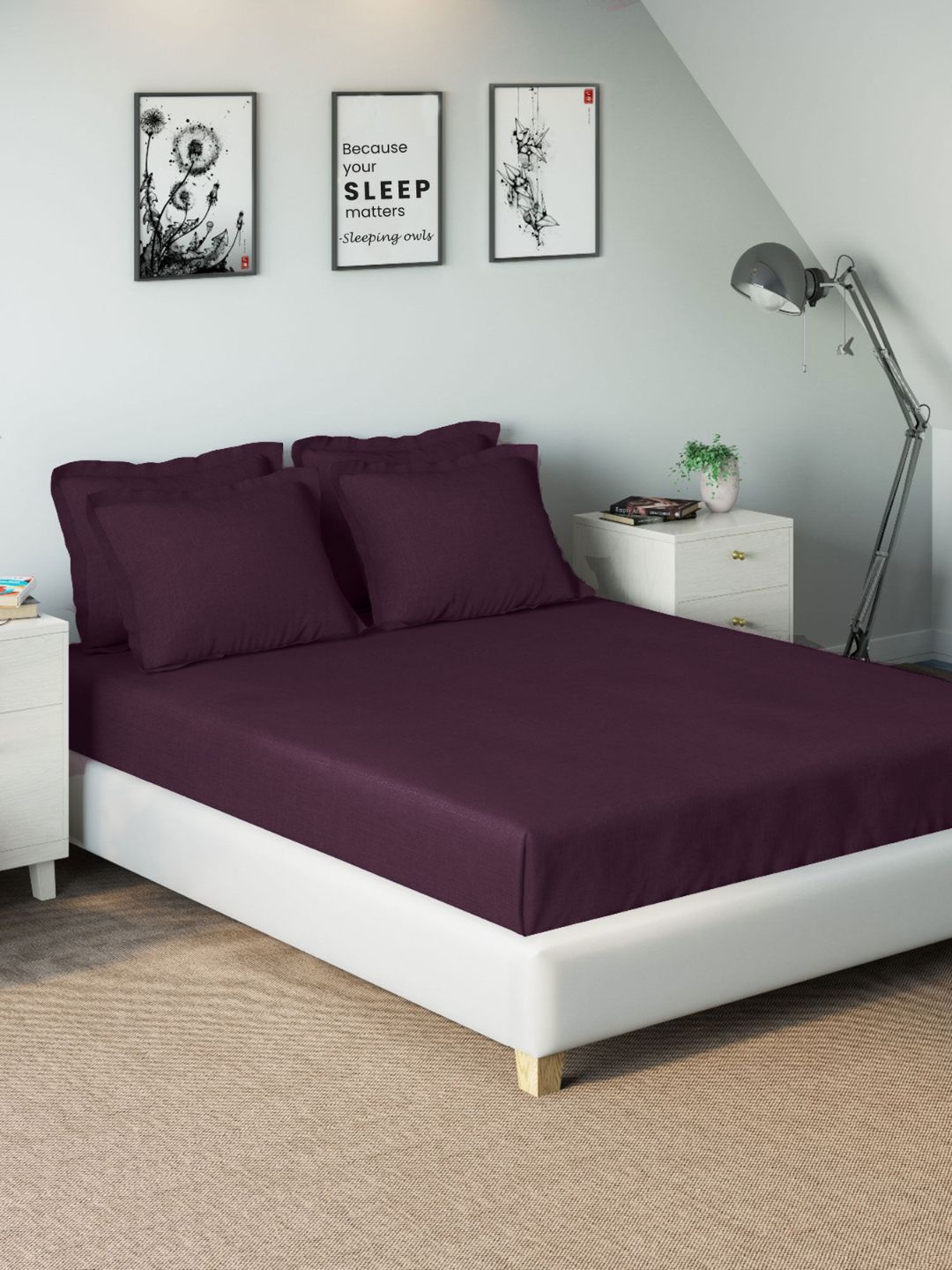 

Sleeping Owls- because your sleep matters Unisex Burgundy Bedsheets