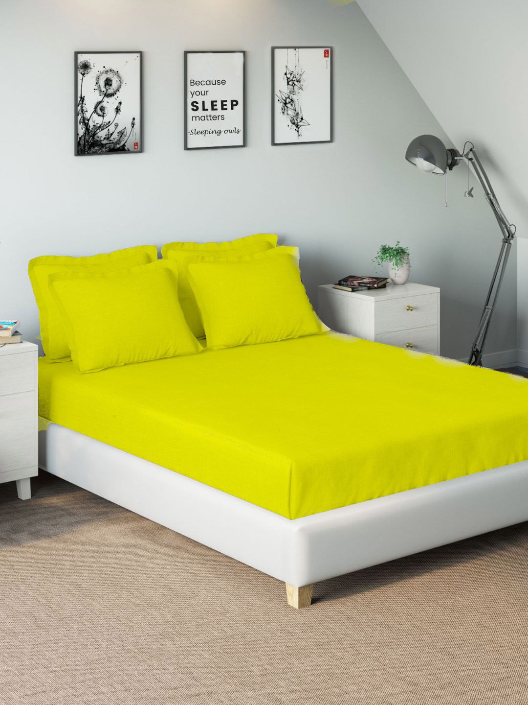 

Sleeping Owls- because your sleep matters Unisex Yellow Bedsheets