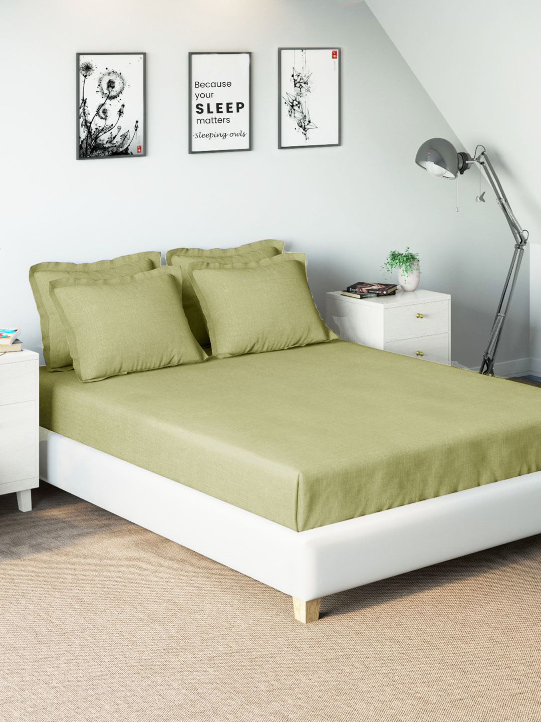 

Sleeping Owls- because your sleep matters Nude 210 Tc King Bedsheet