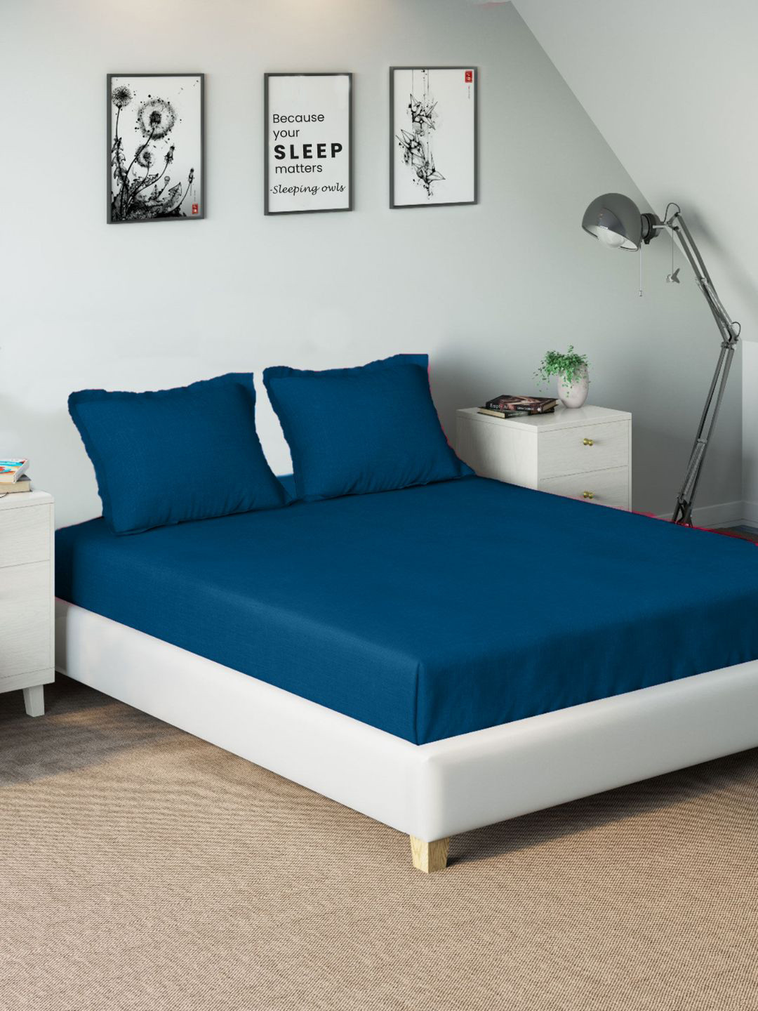 

Sleeping Owls- because your sleep matters Unisex Teal Bedsheets