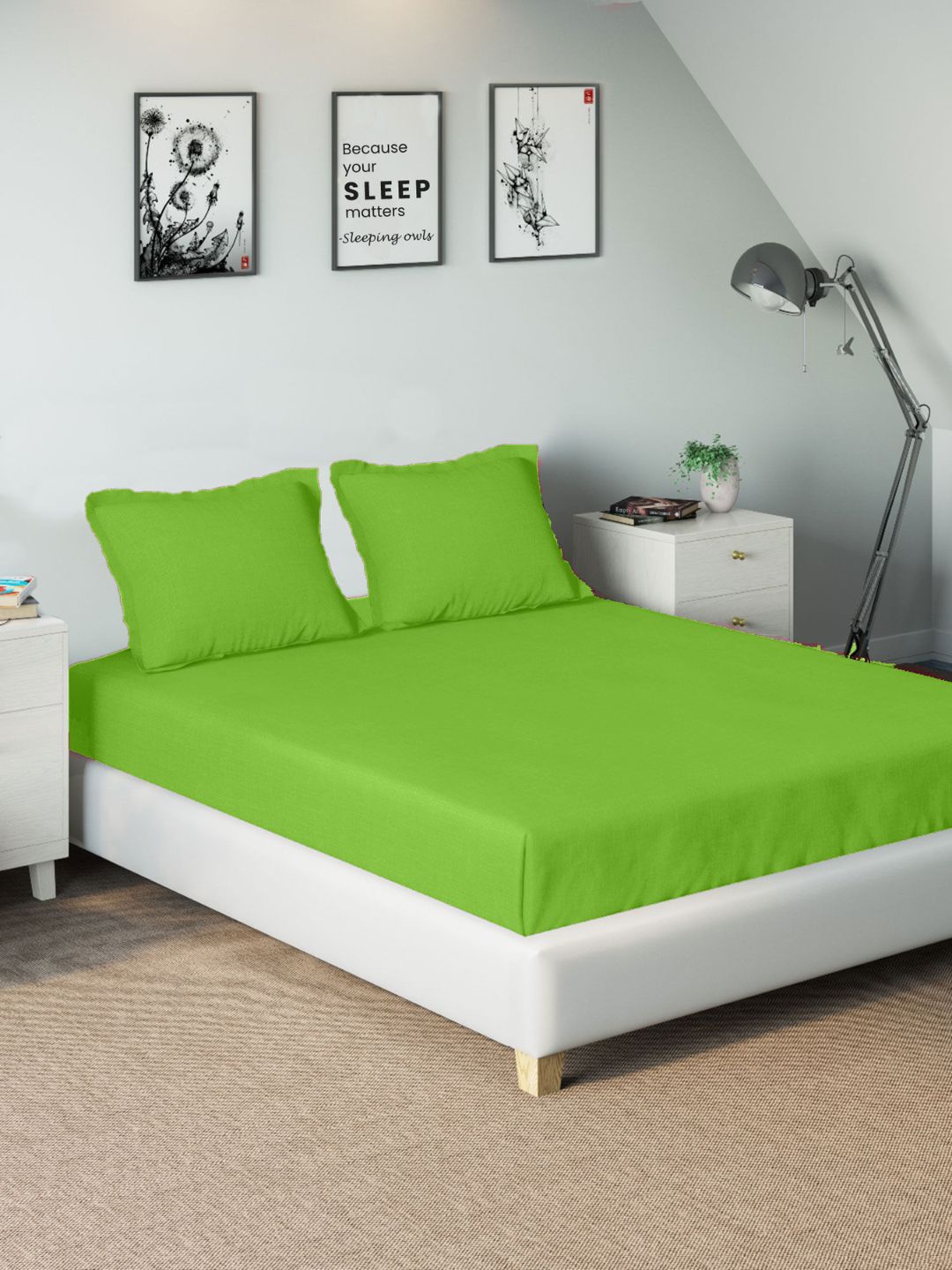 

Sleeping Owls- because your sleep matters Unisex Green Bedsheets
