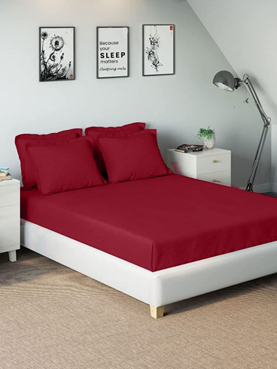 

Sleeping Owls- because your sleep matters Unisex Burgundy Bedsheets