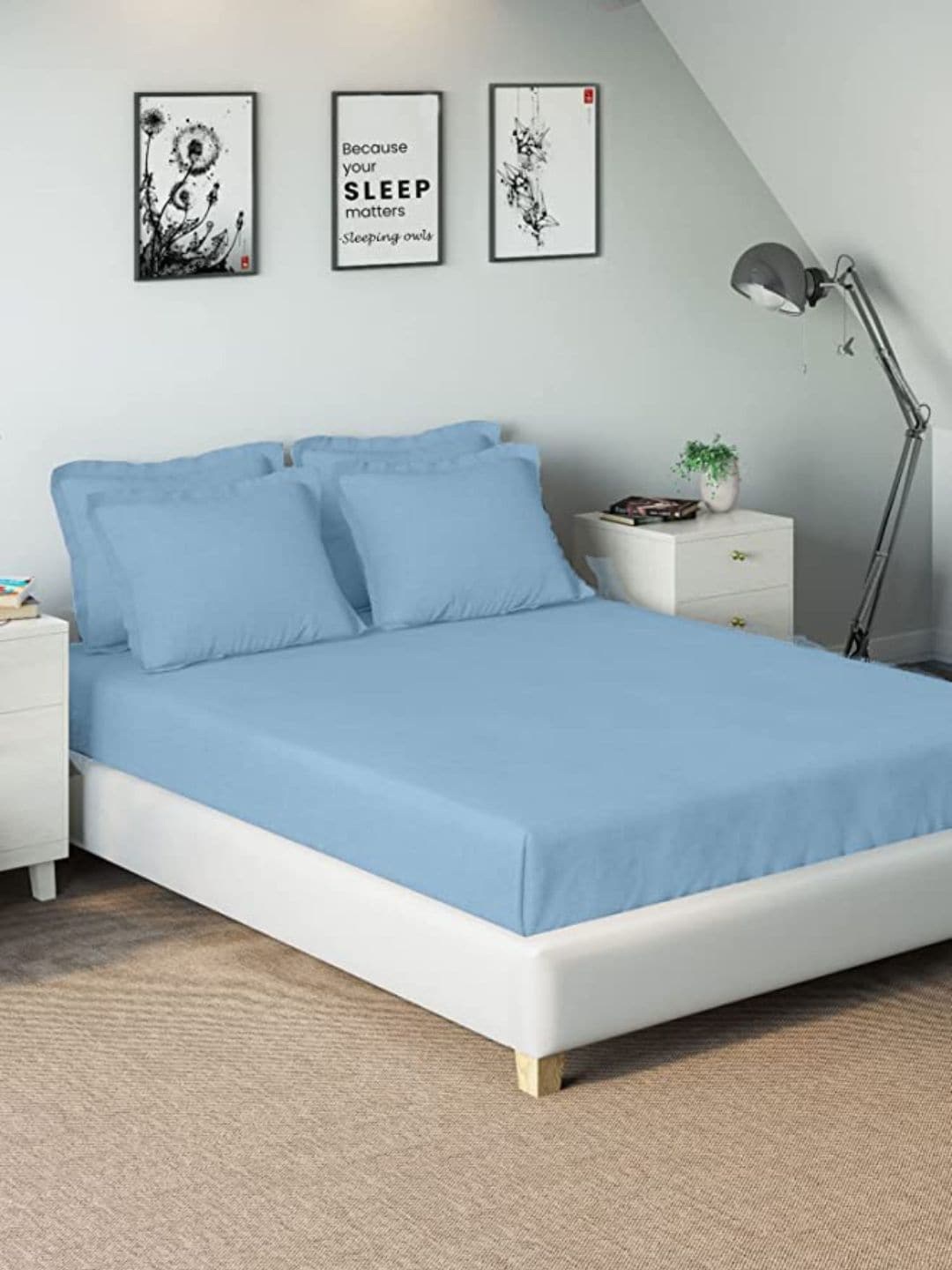 

Sleeping Owls- because your sleep matters Unisex Blue Bedsheets