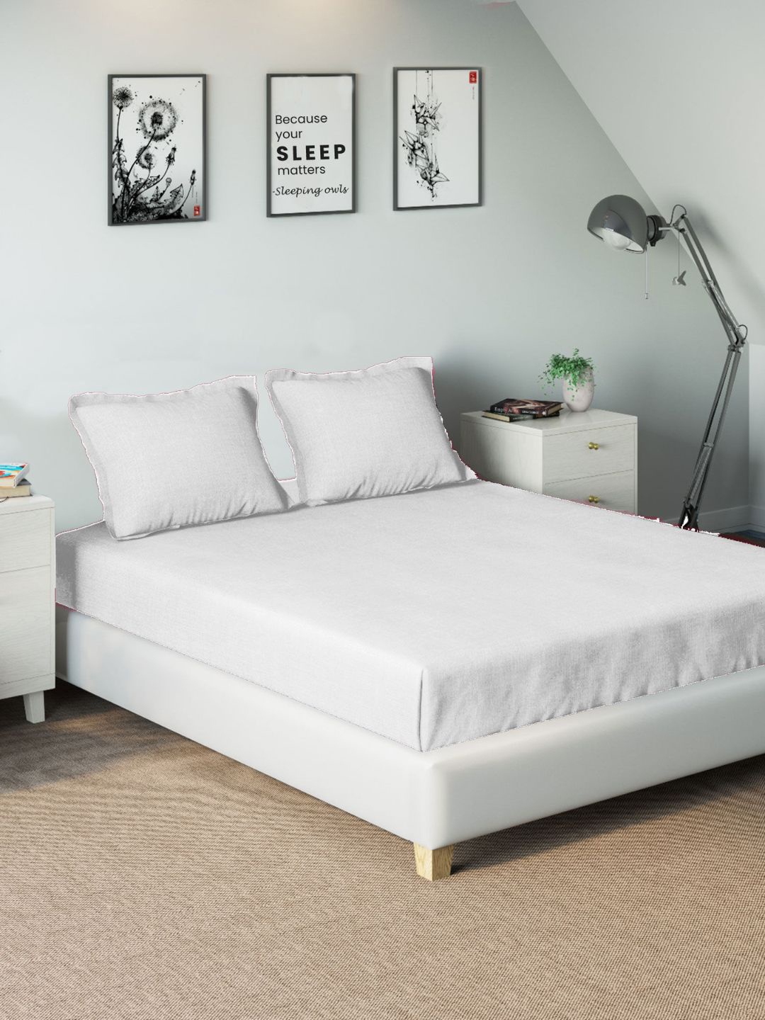 

Sleeping Owls- because your sleep matters Unisex White Bedsheets