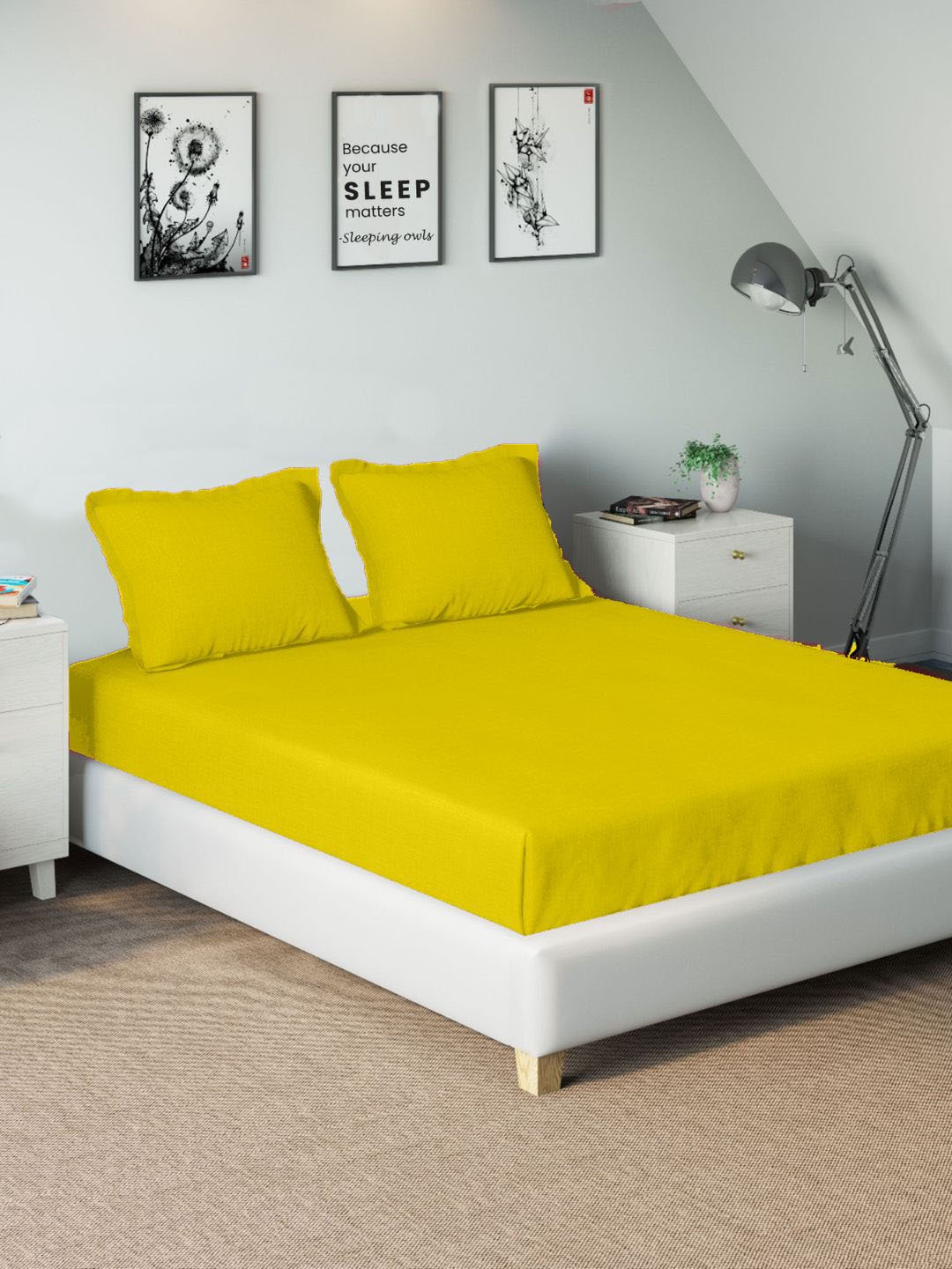 

Sleeping Owls- because your sleep matters Unisex Yellow Bedsheets