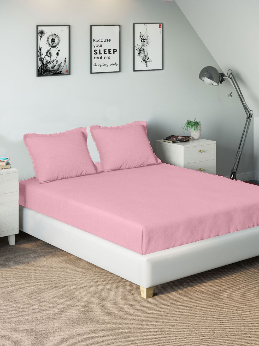 

Sleeping Owls- because your sleep matters Unisex Pink Bedsheets