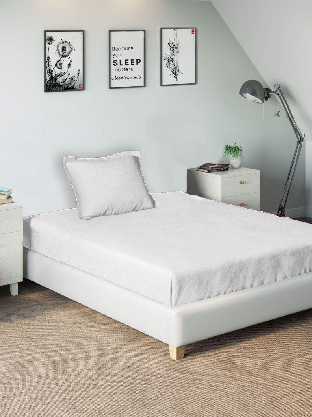 

Sleeping Owls- because your sleep matters Unisex White Bedsheets