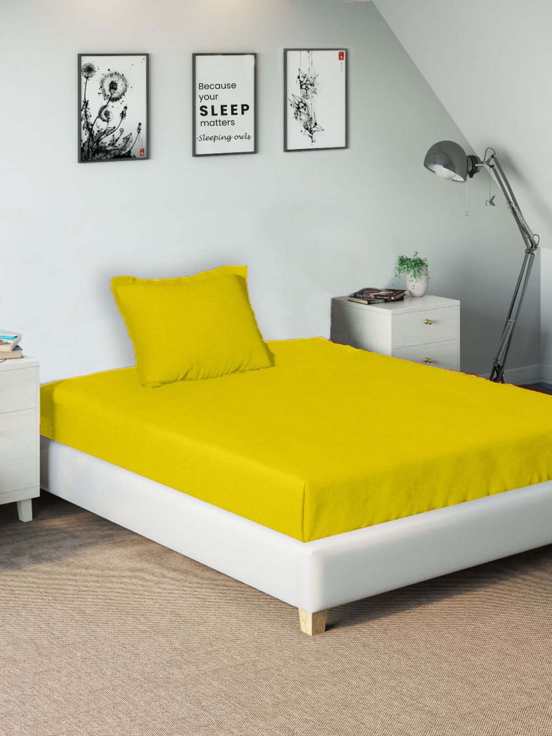

Sleeping Owls- because your sleep matters Unisex Yellow Bedsheets