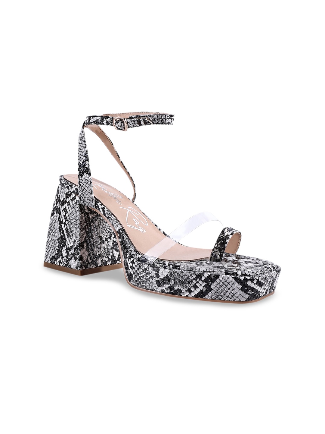 

London Rag Black Printed Party Block Heels