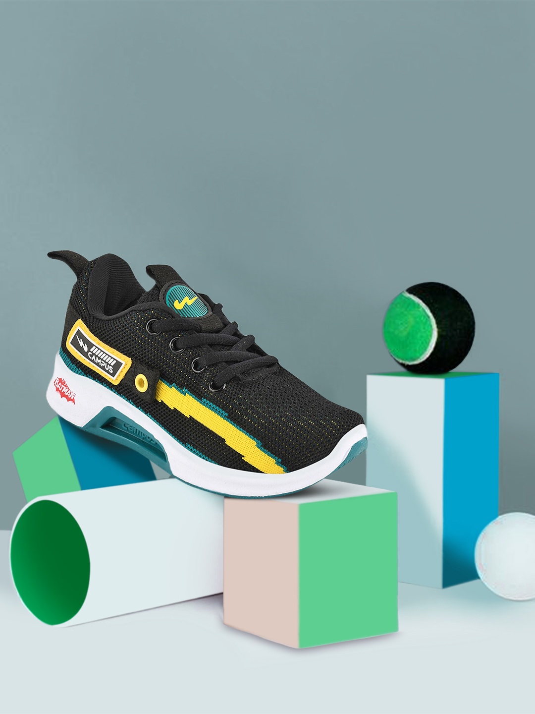 

Campus Unisex Kids Black Mesh Running Shoes