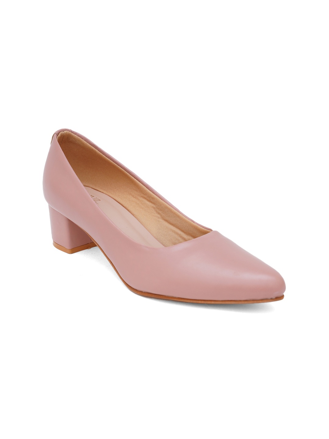 

SHUZ TOUCH Peach-Coloured Block Pumps