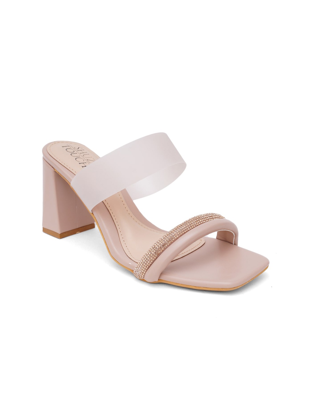 

SHUZ TOUCH Peach-Coloured Block Sandals