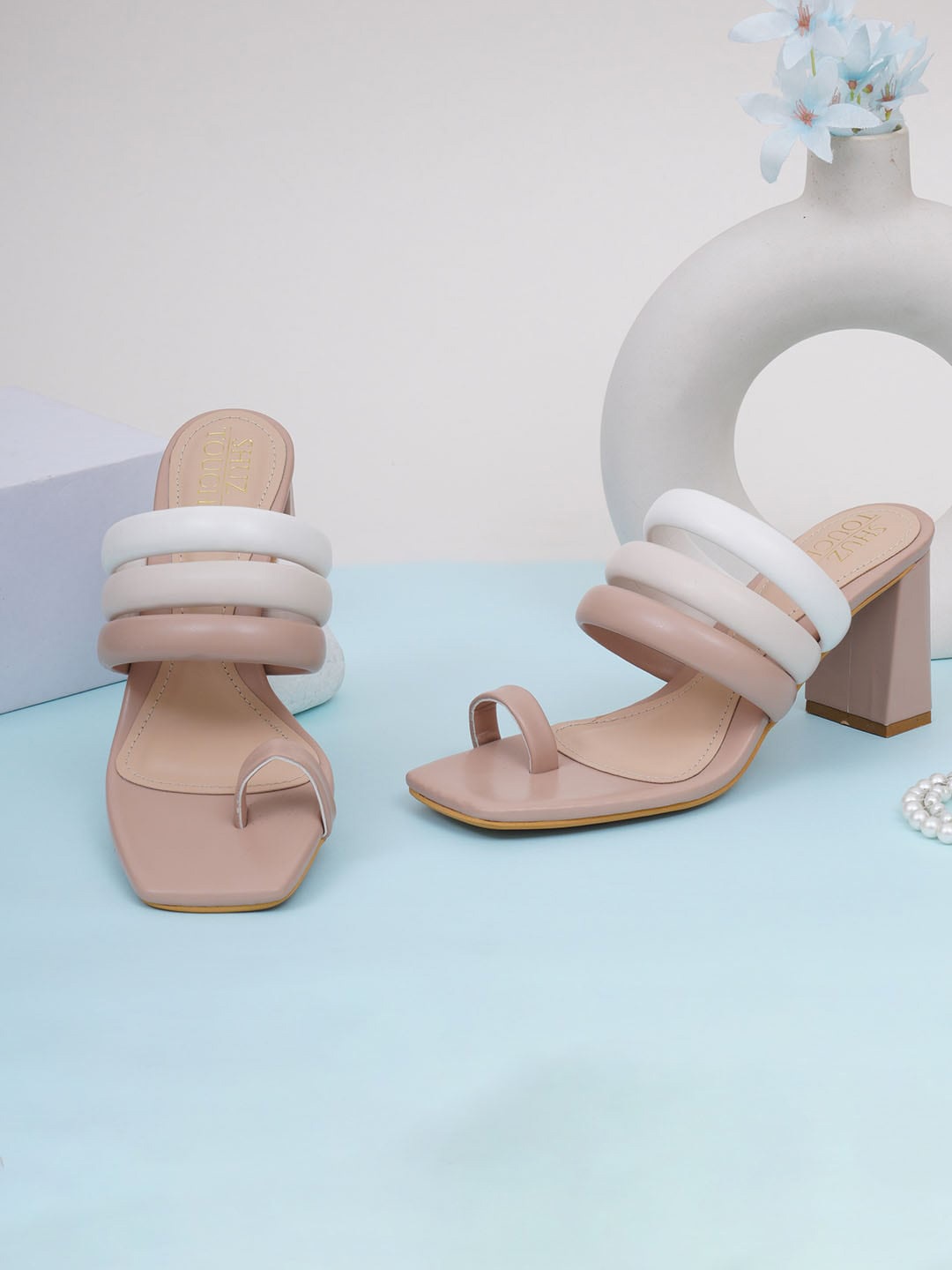 

SHUZ TOUCH Peach-Coloured Stiletto Sandals