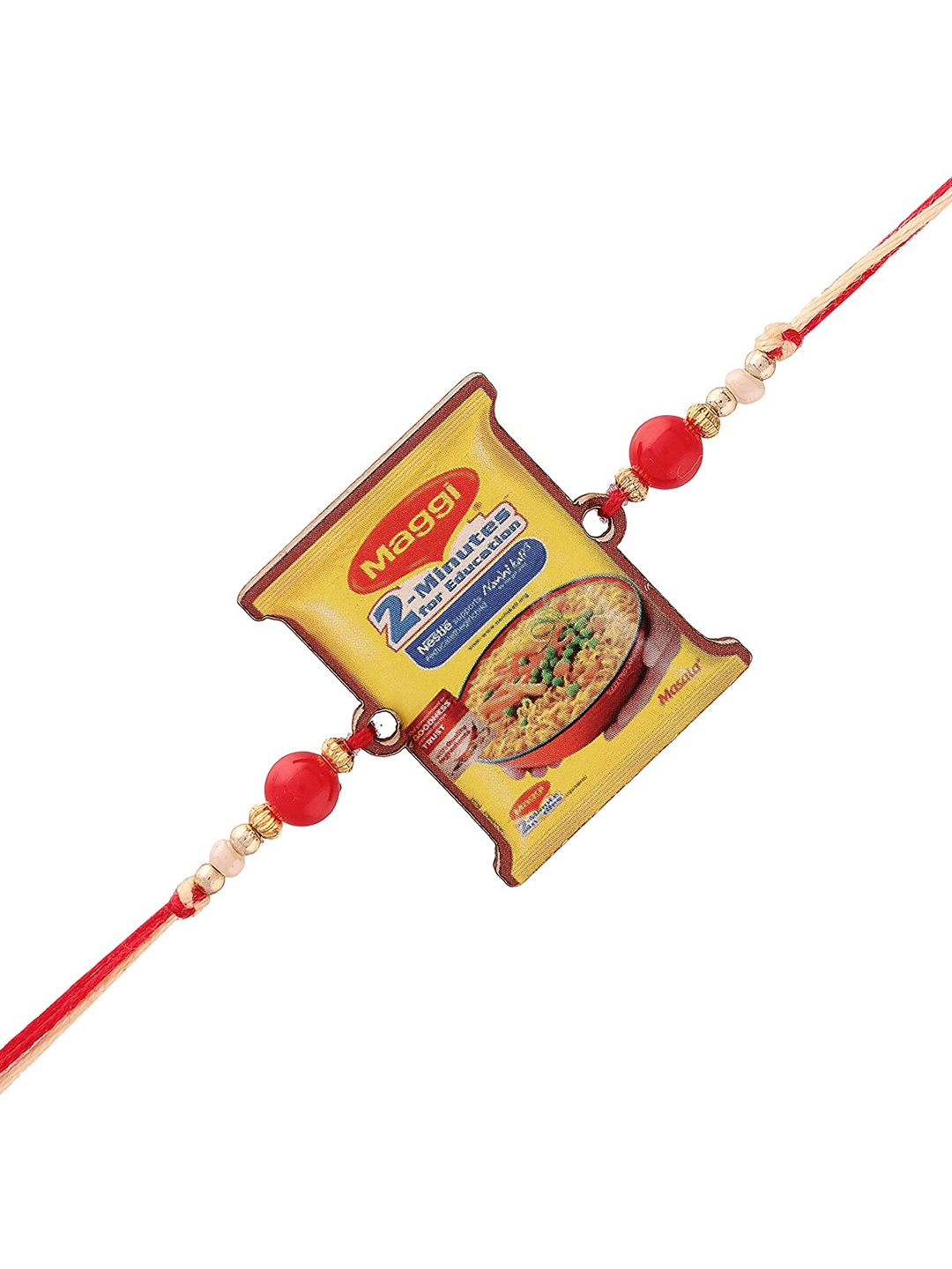 

I Jewels Men Yellow & Red Threaded & Beaded Rakhi