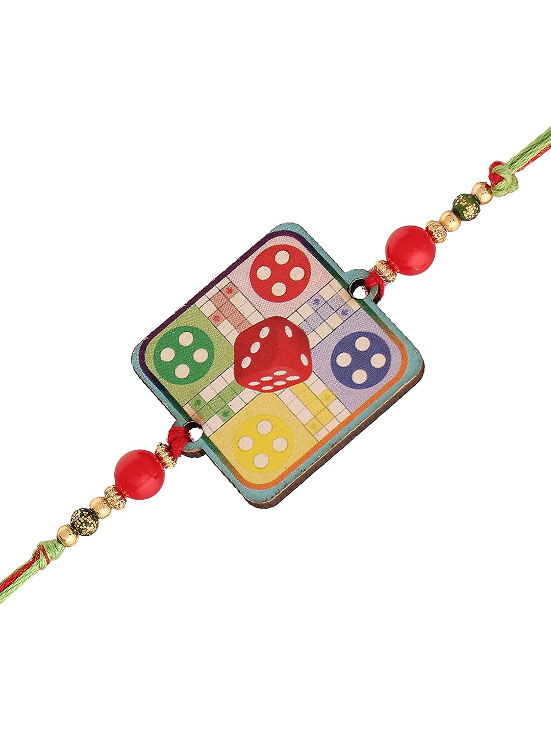 

I Jewels Men Multicolored Ludo Pearl Beaded Thread Rakhi, Multi