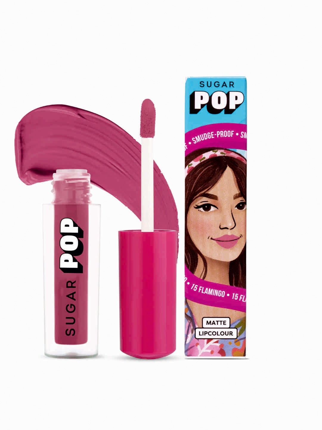 

SUGAR POP 8 Hour Stay Non-Drying & Smudge Proof Matte Lipcolour 1.6 ml - Flamingo 15, Purple