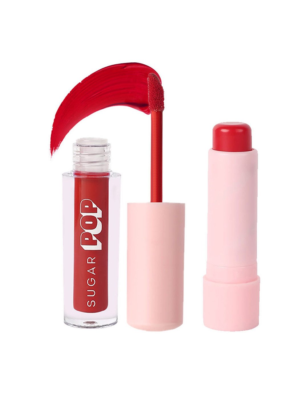

SUGAR POP Set of Nourishing Lip Balm -Cherry 02 & Matte Liquid Lipcolour 1.6ml - Chilli 01, Red