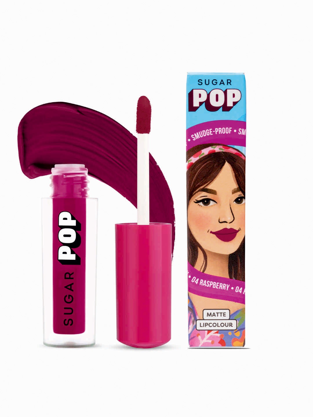 

SUGAR POP 8 Hour Stay Non-Drying & Smudge Proof Matte Lipcolour 1.6 ml - Raspberry 04, Purple