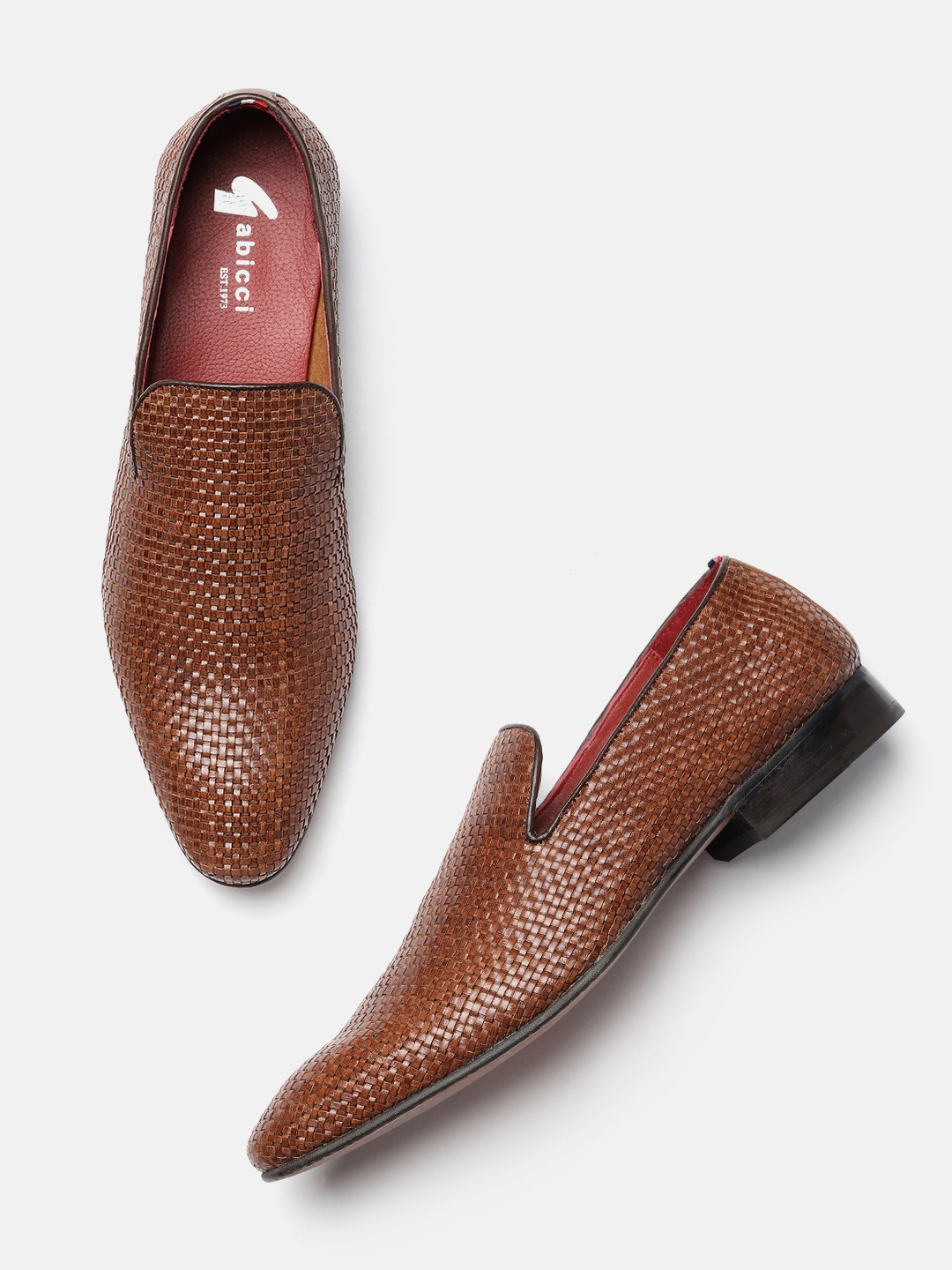 

GABICCI Men Tan Textured Leather Loafers