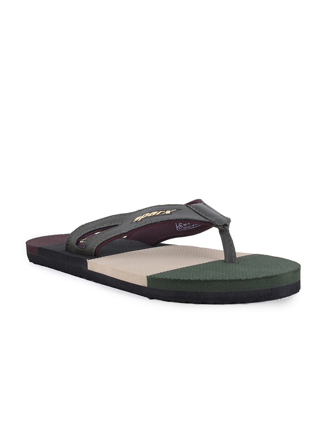 

Sparx Men Olive Green & Cream-Coloured Colourblocked Thong Flip-Flops