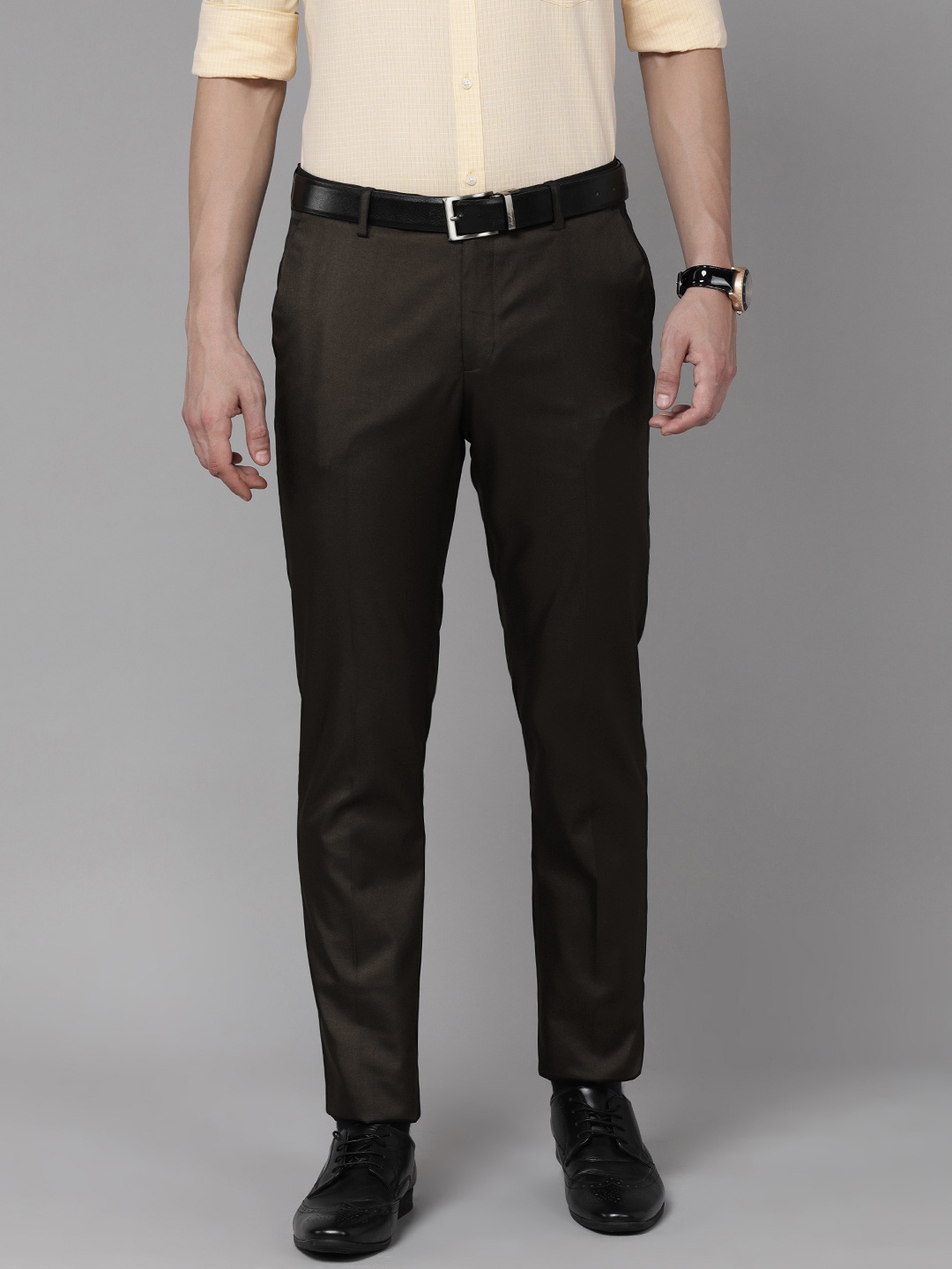 

Arrow Men Black Solid Mid Rise Tailored Formal Trousers