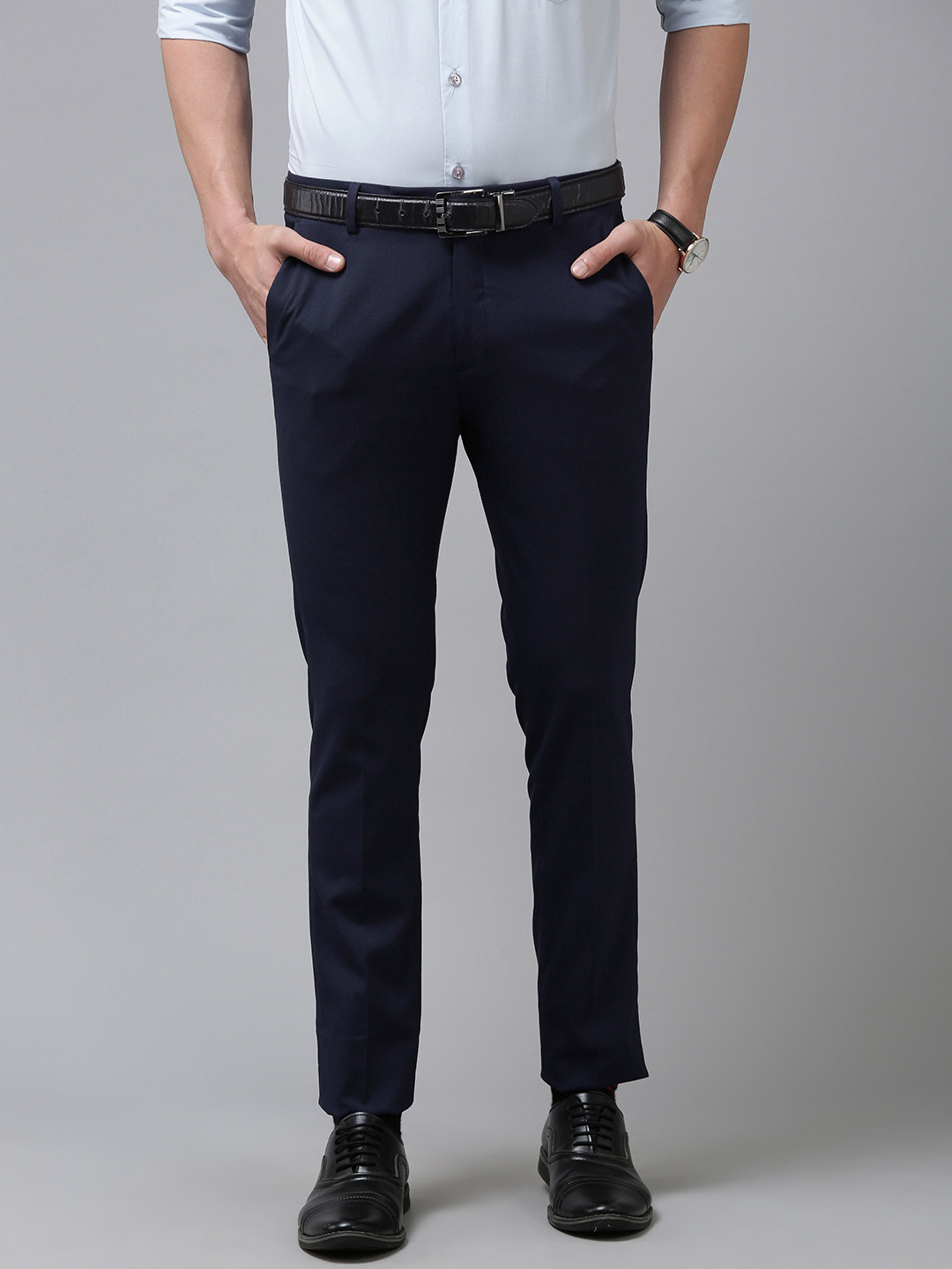 

Arrow Men Dark Blue Original Slim Fit Solid Trousers