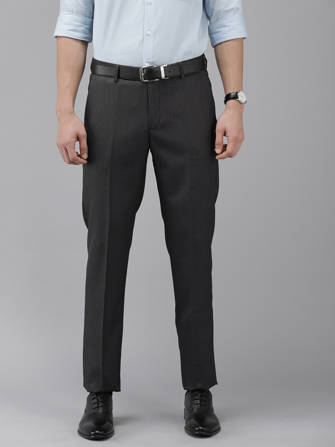 

Arrow Men Brown Solid Mid-Rise Tailored Fit Formal Trousers