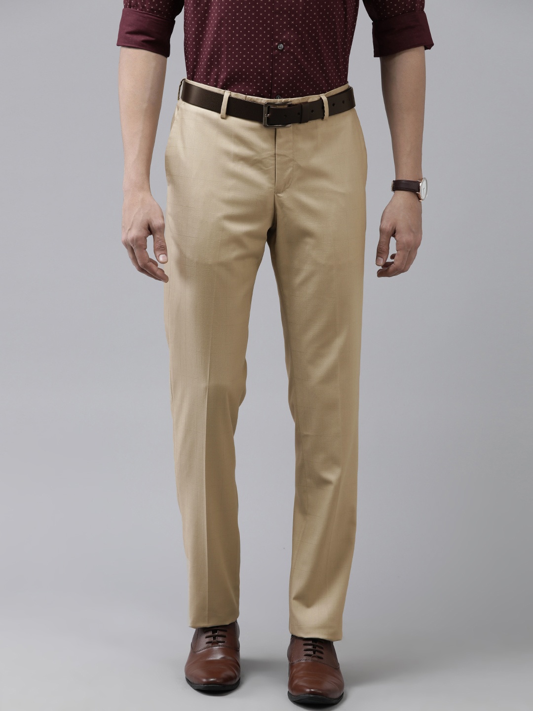 

Arrow Men Khaki Checked Tailored Trousers