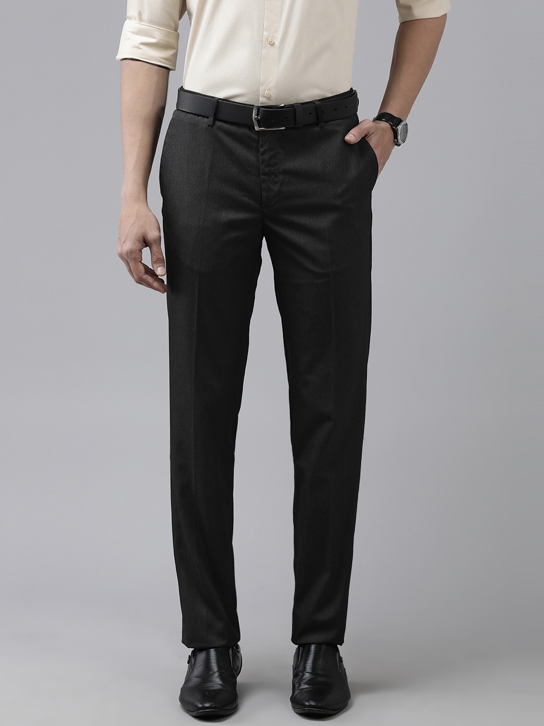 

Arrow Men Black Tailored Fit Formal Trousers
