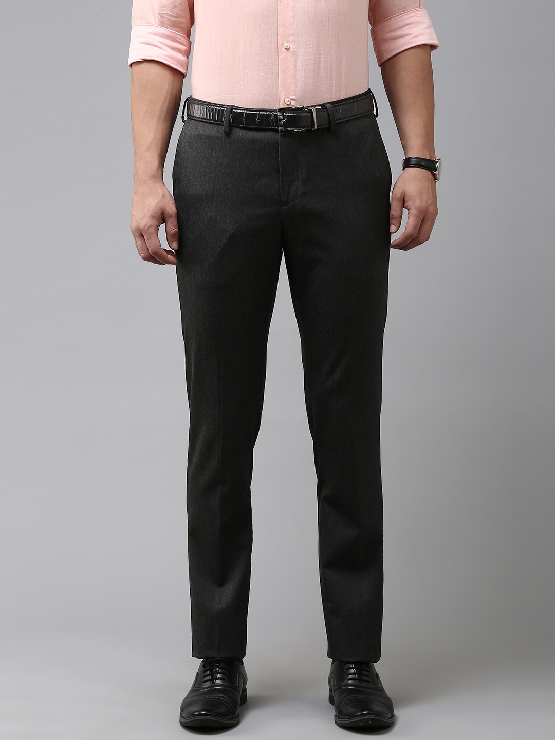 

Arrow Men Textured Tailored Fit Formal Trousers, Grey