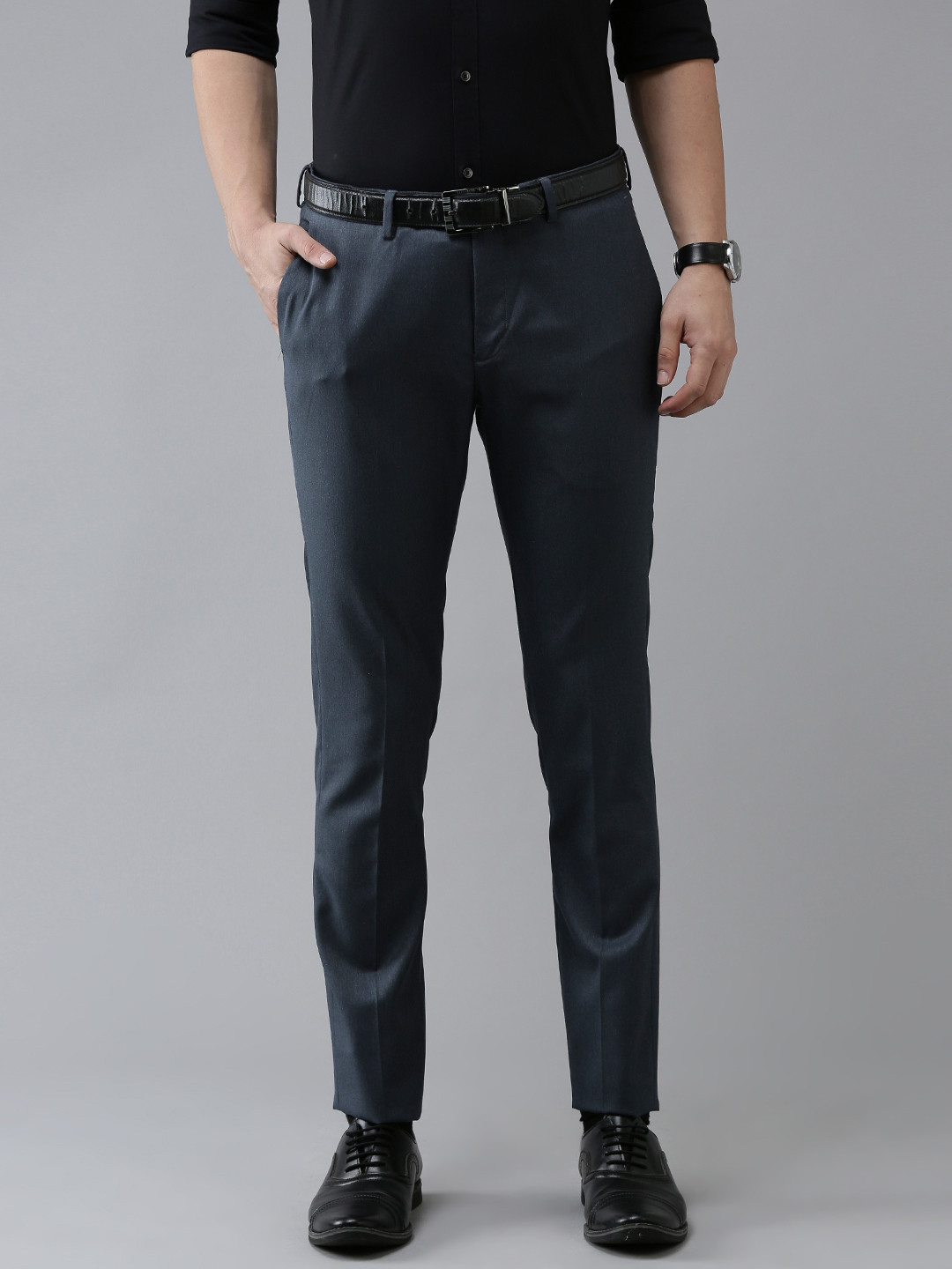 

Arrow Men Navy Blue Tailored Fit Trousers