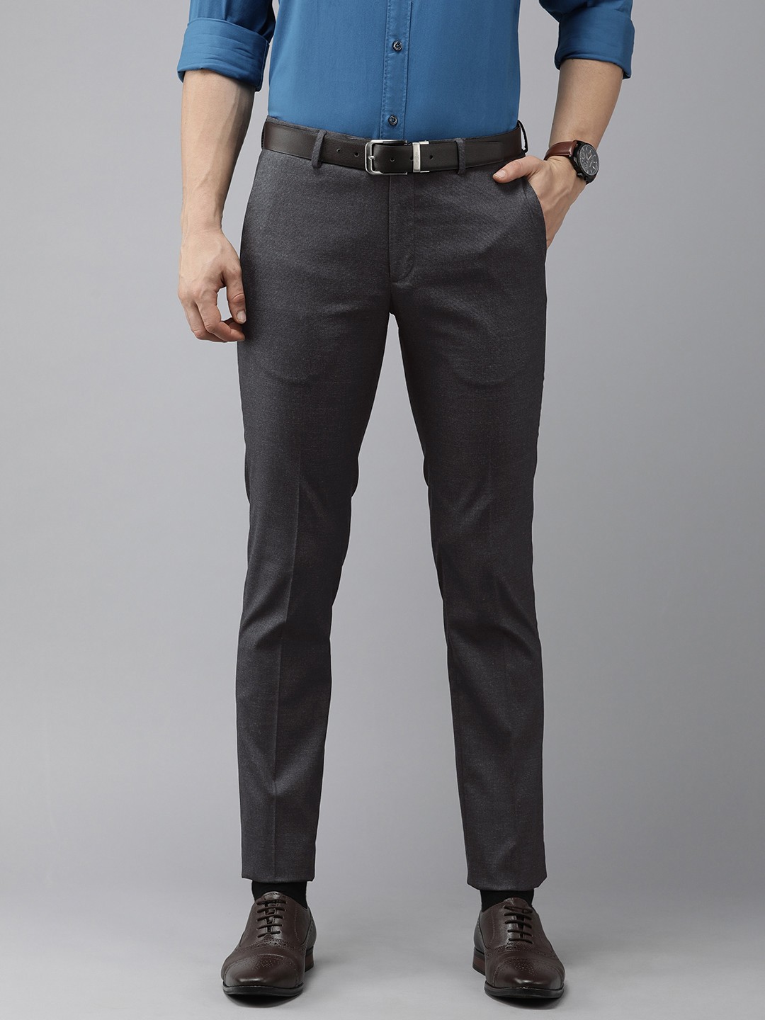 

Arrow Men Charcoal Grey Tailored Trousers