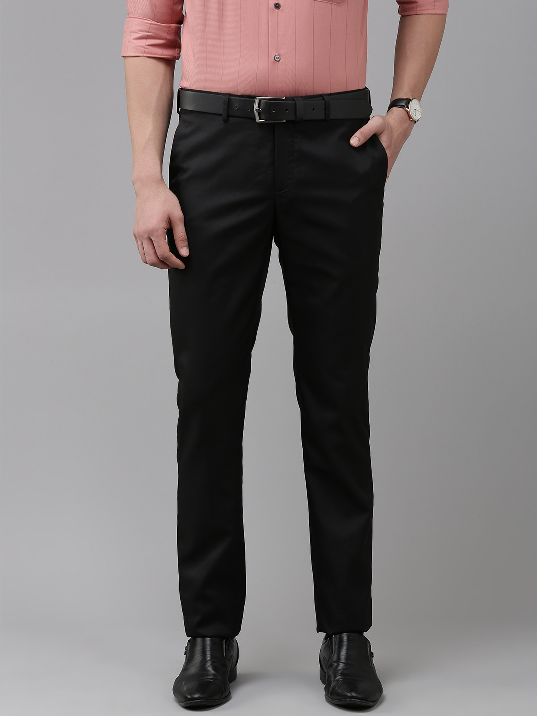 

Arrow Men Black Solid Tailored Formal Trousers