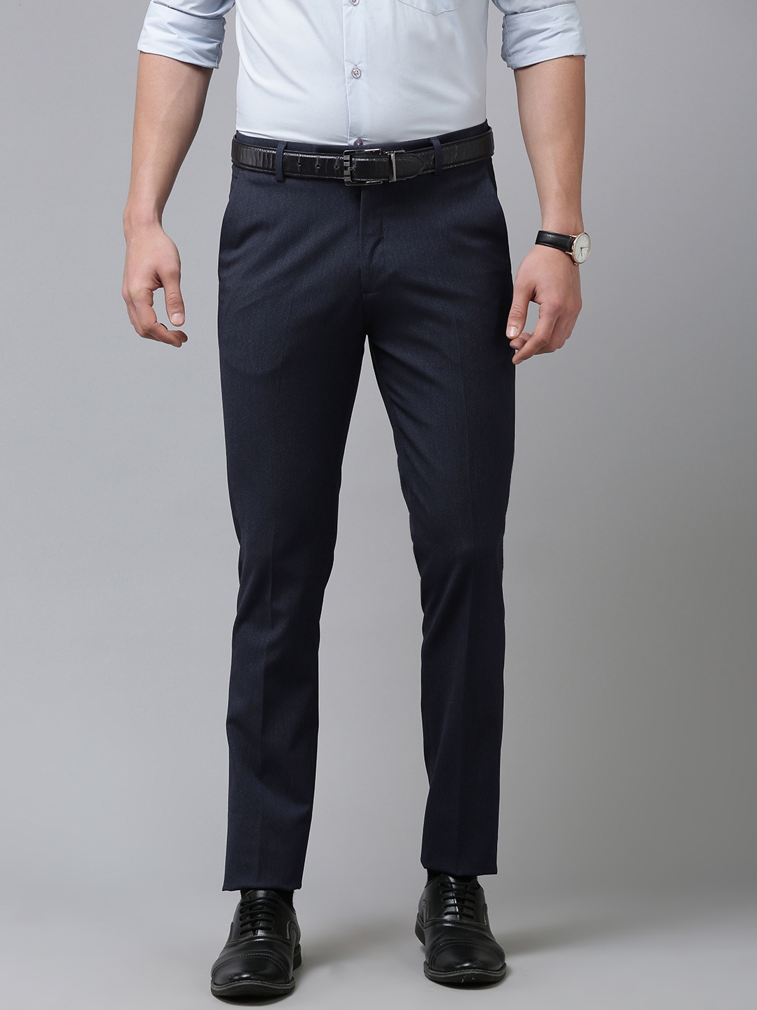 

Arrow Men Blue Textured Original Slim Fit Trousers
