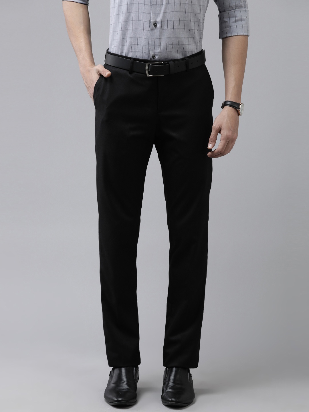 

Arrow Men Black Tailored Fit Formal Trousers