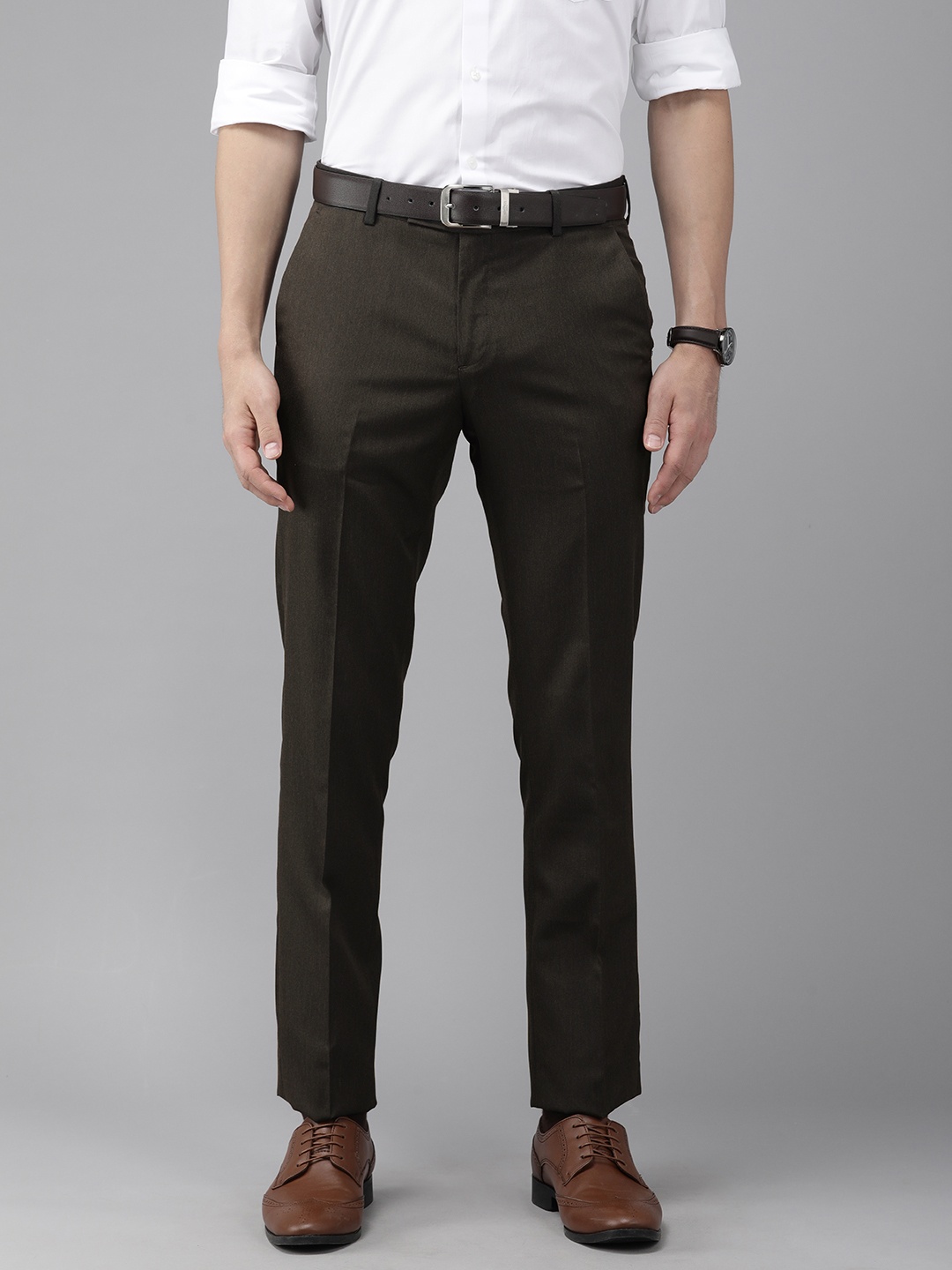 

Arrow Men Brown Hudson Tailored Fit Trousers