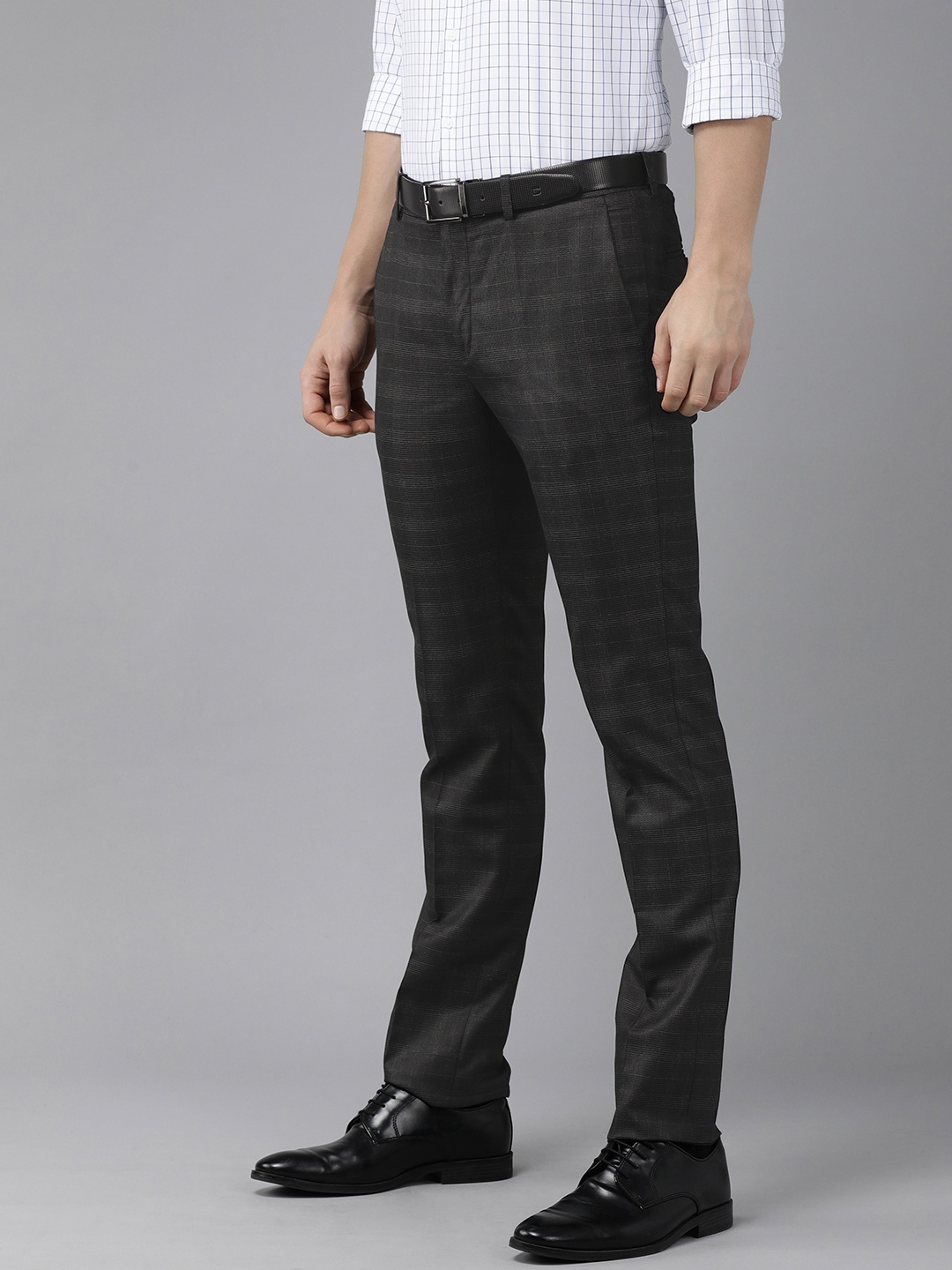 

Arrow Men Black Checked Hudson Tailored Fit Fit Formal Trousers