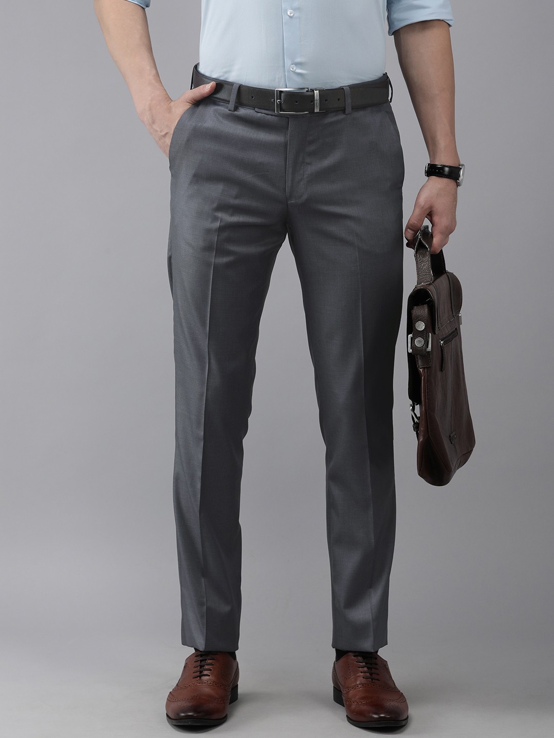 

Arrow Men Grey Hudson Tailored Fit Formal Trousers