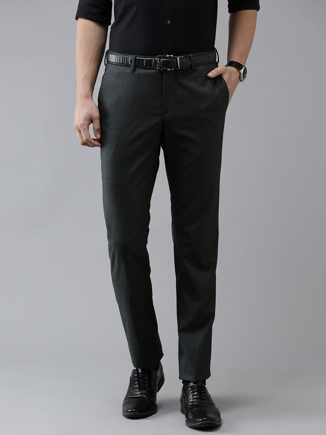 

Arrow Men Charcoal Checked Tailored Fit Trousers