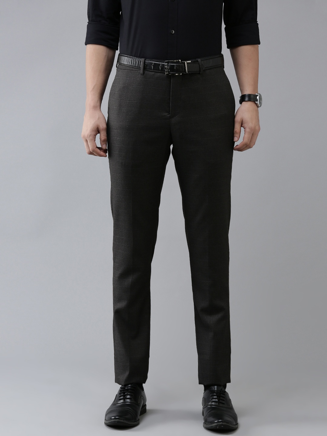 

Arrow Men Charcoal Checked Tailored Fit Trousers