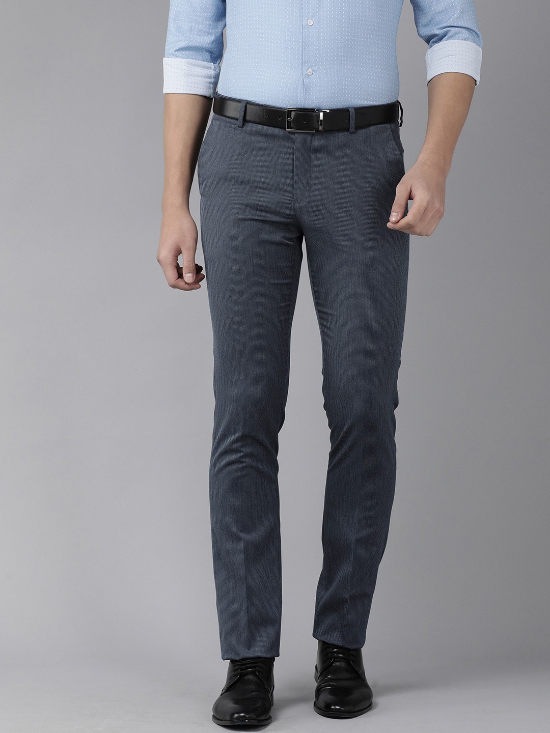 

Arrow Men Blue Textured Tailored Formal Trousers