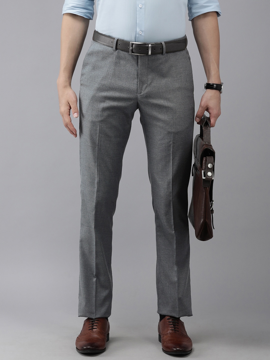 

Arrow Men Blue Textured Hudson Tailored Fit Formal Trousers