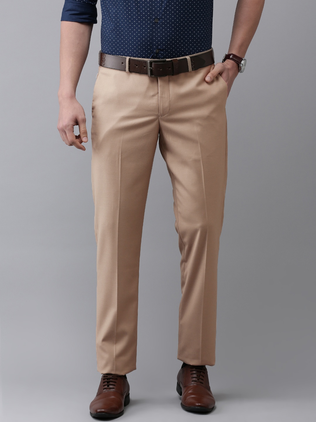 Arrow Men Brown Tailored Fit Formal Trousers