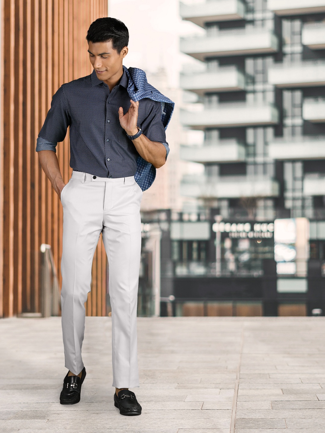 

Arrow Men Grey Hudson Tailored Fit Formal Trousers