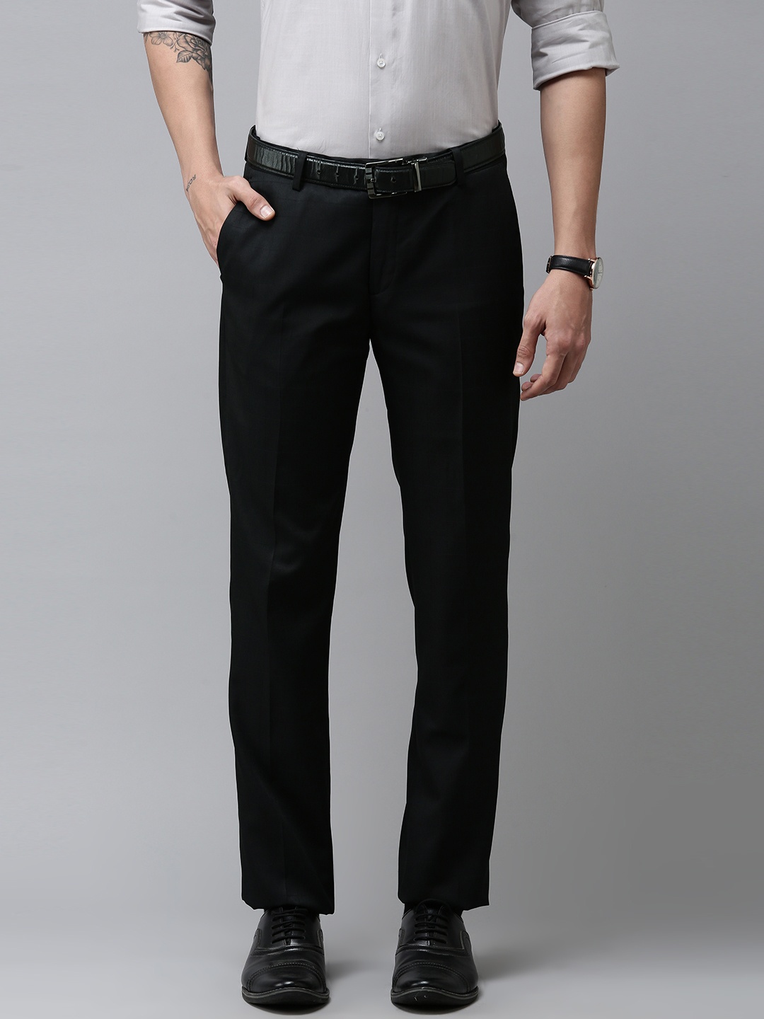 

Arrow Men Black Tailored Fit Formal Trousers