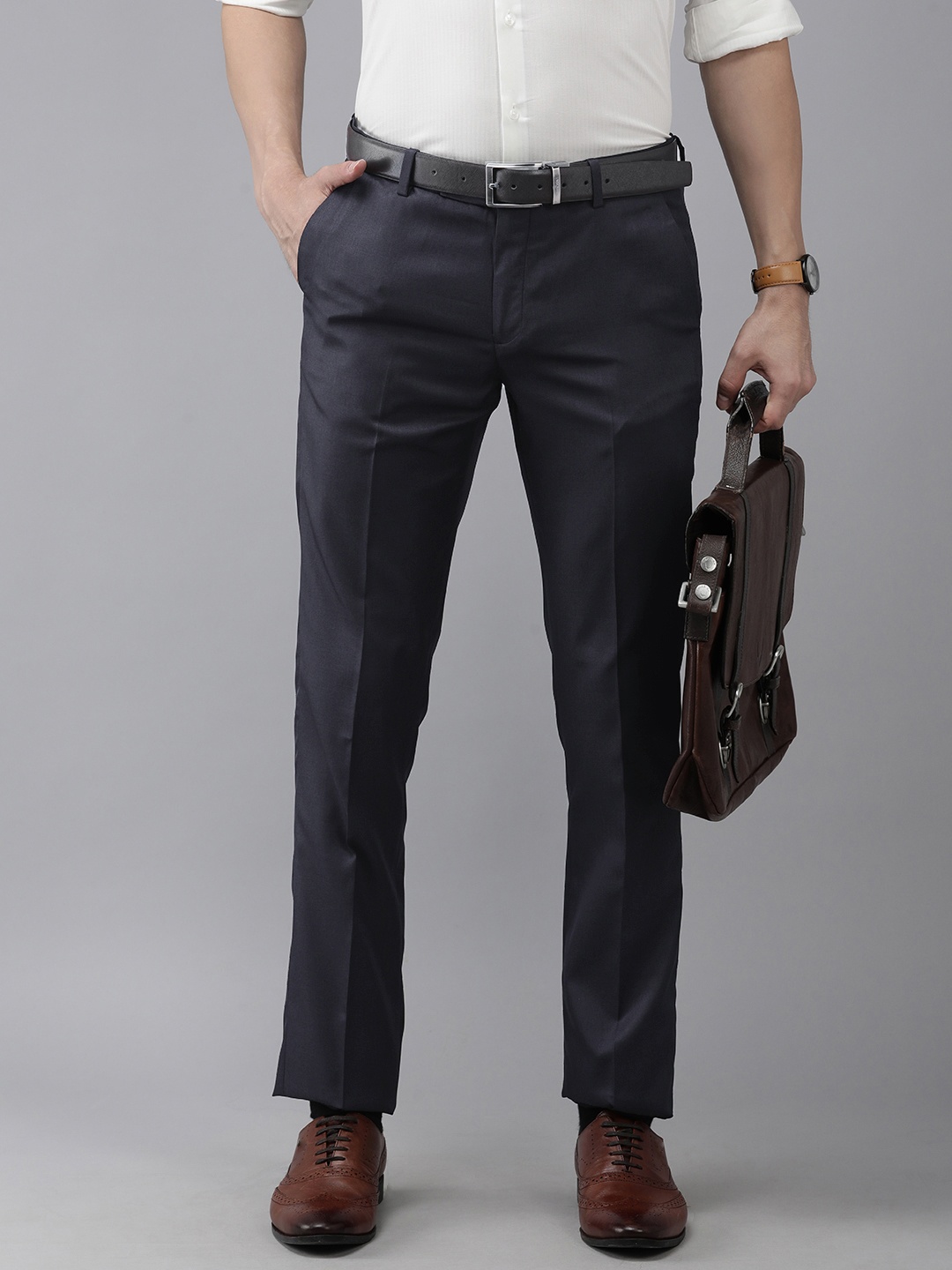 

Arrow Men Navy Blue Hudson Tailored Fit Formal Trousers