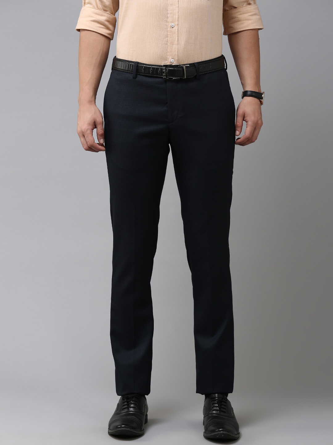 

Arrow Men Checked Tailored Trousers, Navy blue