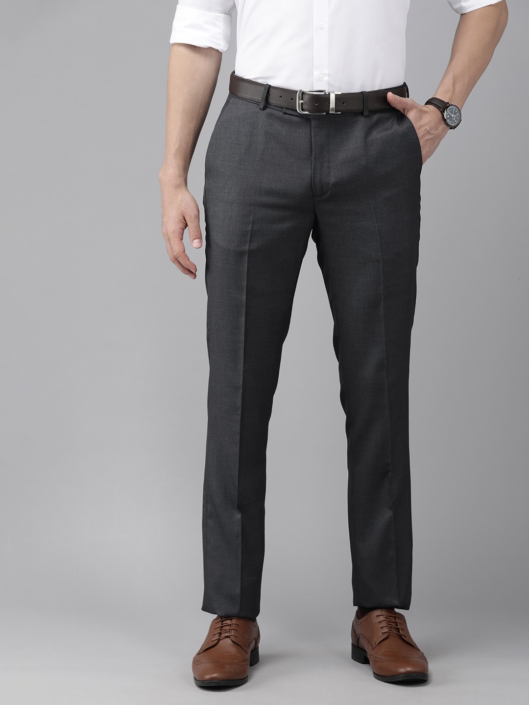 

Arrow Men Grey Hudson Tailored Fit Trousers